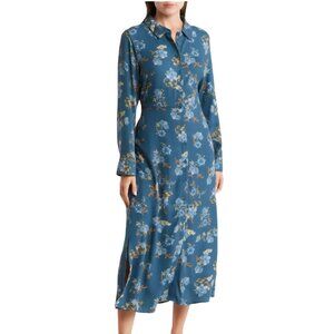 Lucky Brand NWOT Teal Floral Maxi Shirt Dress Size S